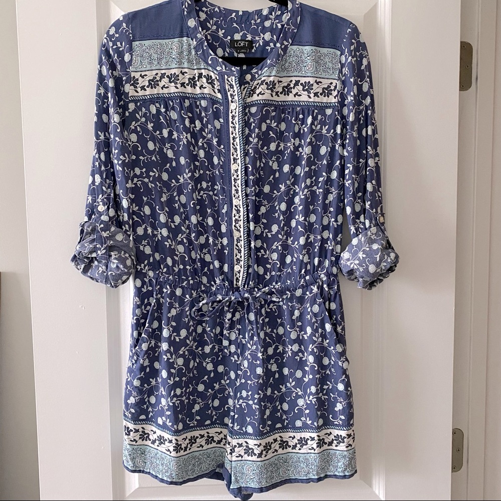 LOFT Long-Sleeve Cinched Waist Romper